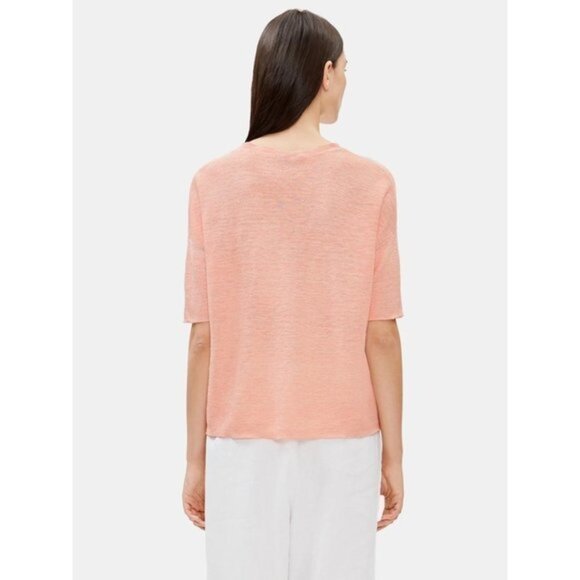 EILEEN FISHER Organic Linen Mélange Elbow-Sleeve Top Blouse size PM - Picture 2 of 8